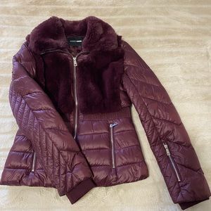 Fur Zipper Detail Winter Puffer Jacket